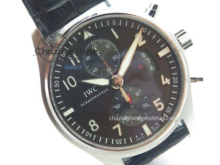 MIROTIME 0128 Youthful Pilot Spitfire 3878 Chrono BP Gray Dial SS On Black Leather Strap A 7368